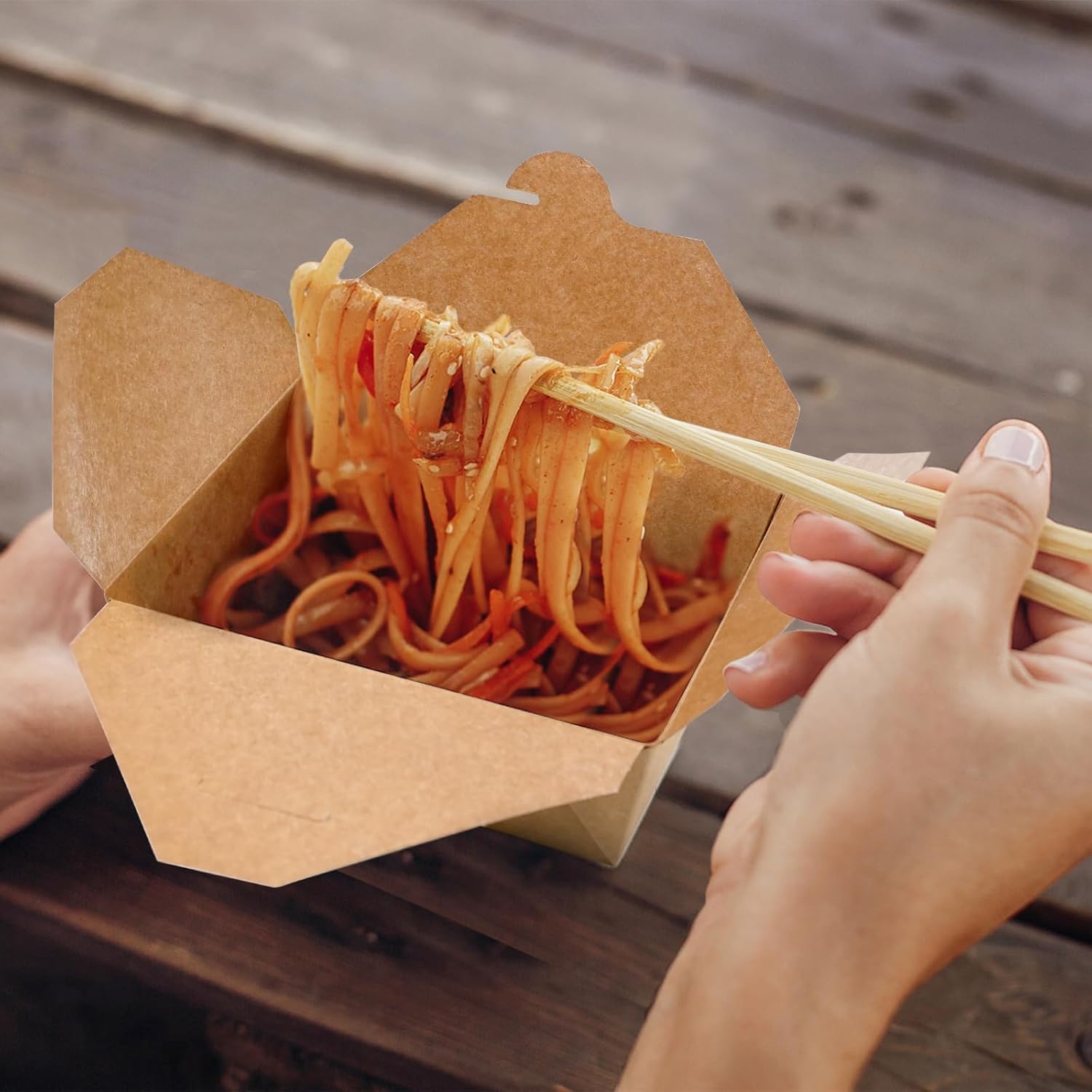 EcoDispose 45 oz Kraft Paper Pack of 80 Fold To Go Containers, Microwaveable Leak and Grease Proof Take Out Boxes for Lunch,Leftover and Restaurant - Image 7