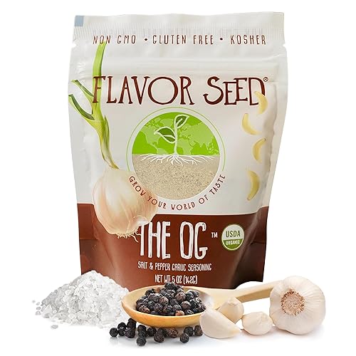 Flavor Seed The OG Organic Salt Pepper - Mezcla de condimentos y ajos. Condimento orgánico para palomitas de maíz. Condimentos y especias para