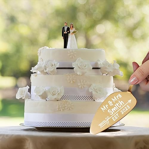 Miniatura 6 de Juego de corte personalizado para tartas de boda, grabado personalizado, cuchillo y servidor para tartas de boda, cortador de pasteles personalizado