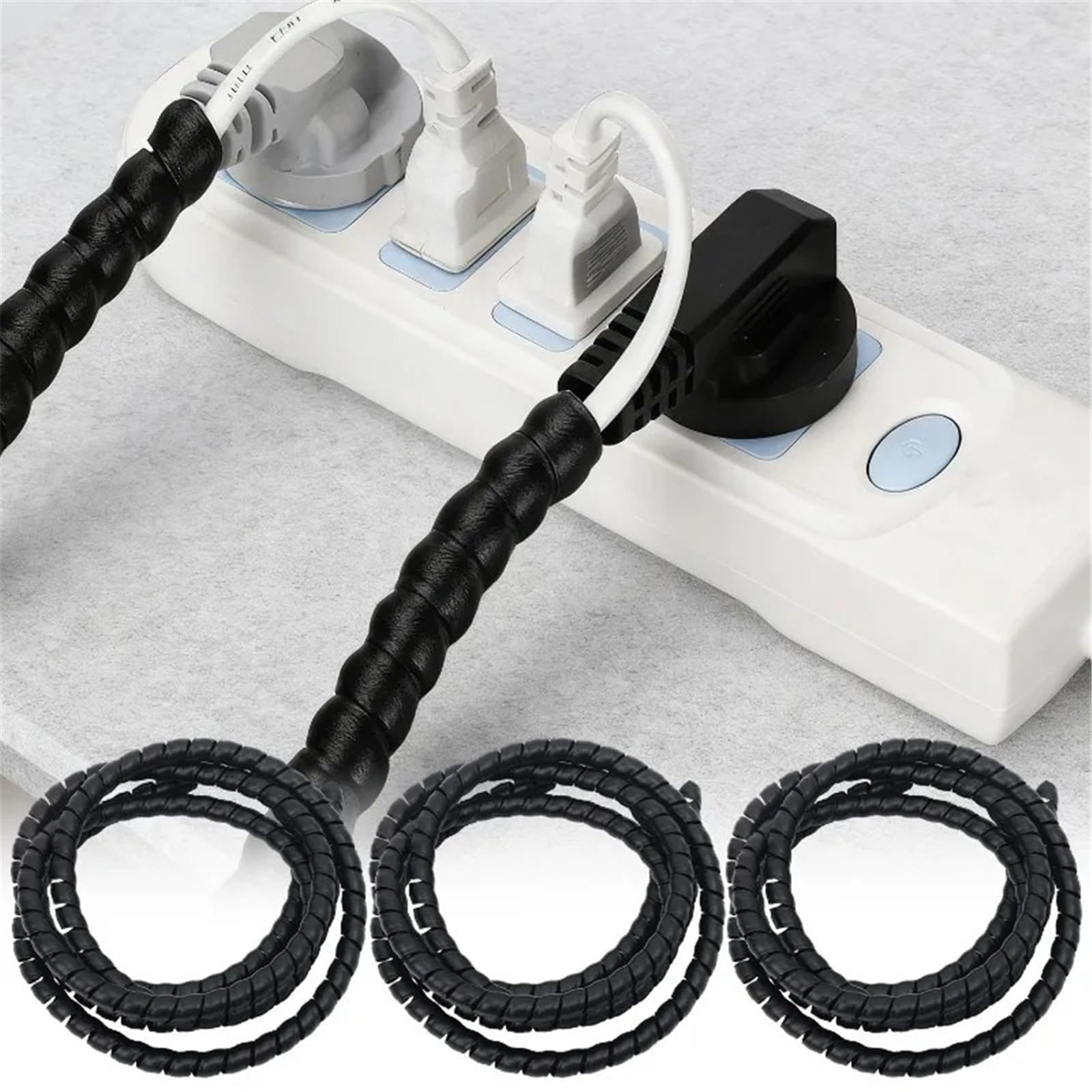 Spirale Cavi Elettrici 10/2M Copertura Protettiva Protezione Del Cavo Guaina A Spirale Avvolta Filo Flessibile Organizzatore di Linea 8 MILLIMETRI 10 Nero Wrap tubo Forniture(8mm,10M-(5 Rolls))