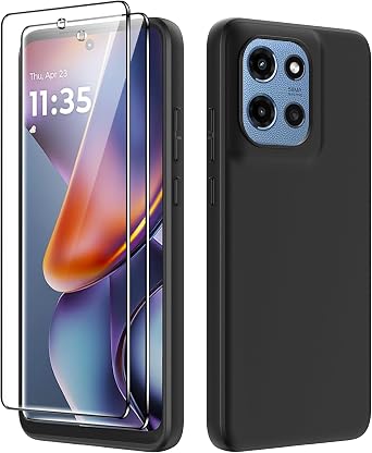 for Motorola Moto G 2026/2025 Case with [2 Pack] Tempered Glass Screen Protector,[Soft TPU][Lightweight] Full Body Shockproof Flexible Silicone Phone Case-Black