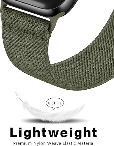 Miniatura 3 de Amanecer - Bandas elásticas de nailon compatibles con Apple Watch Series 654321 SE, ajustables, trenzadas, deportivas, elásticas, para iWatch (oliva