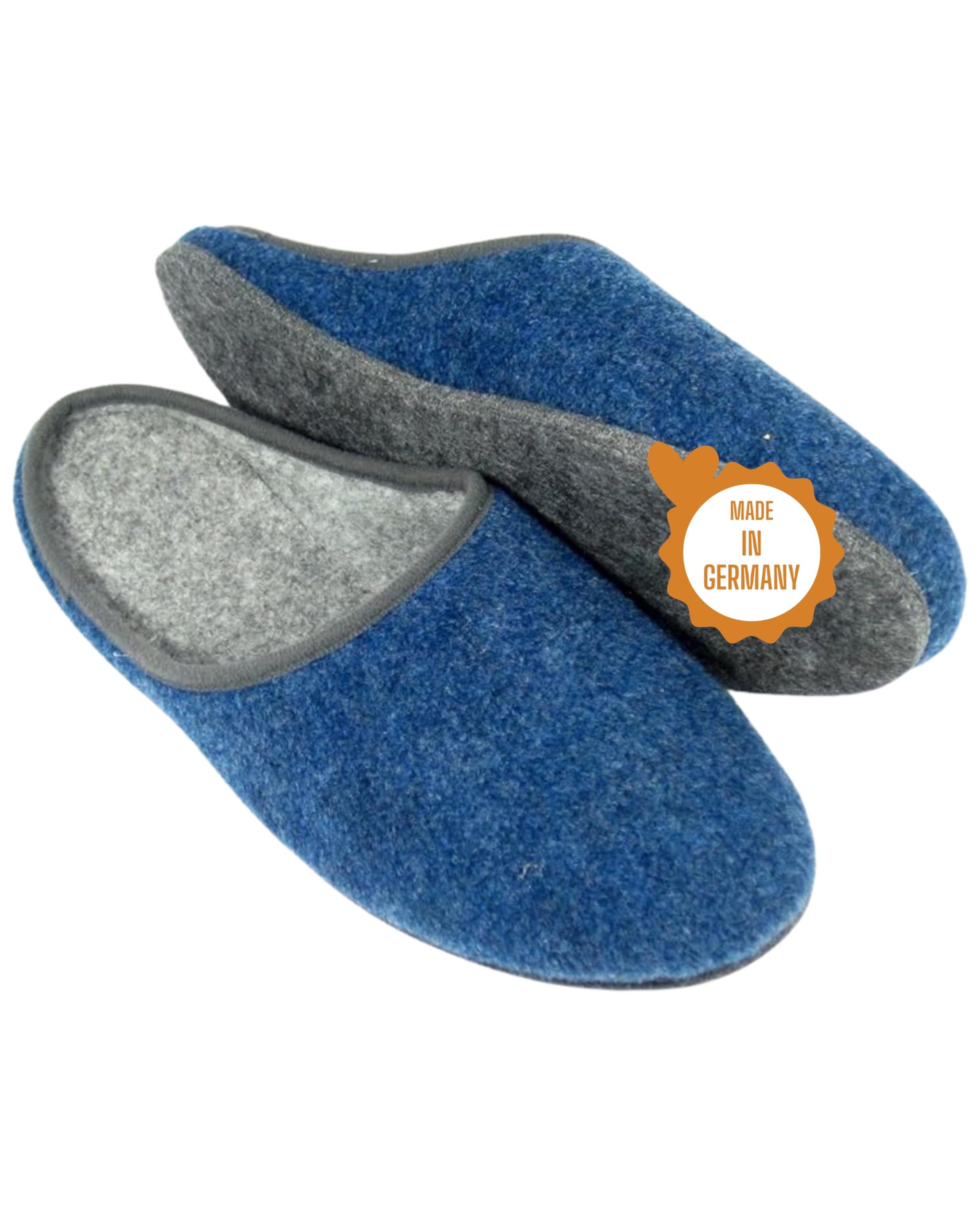 Pantoffelmann Filzpantoffeln mit Filzsohle I Navy I Größe 39 I Atmungsaktive & bequeme Filzhausschuhe für Damen & Herren I Stilvolle & warme Hausschuhe