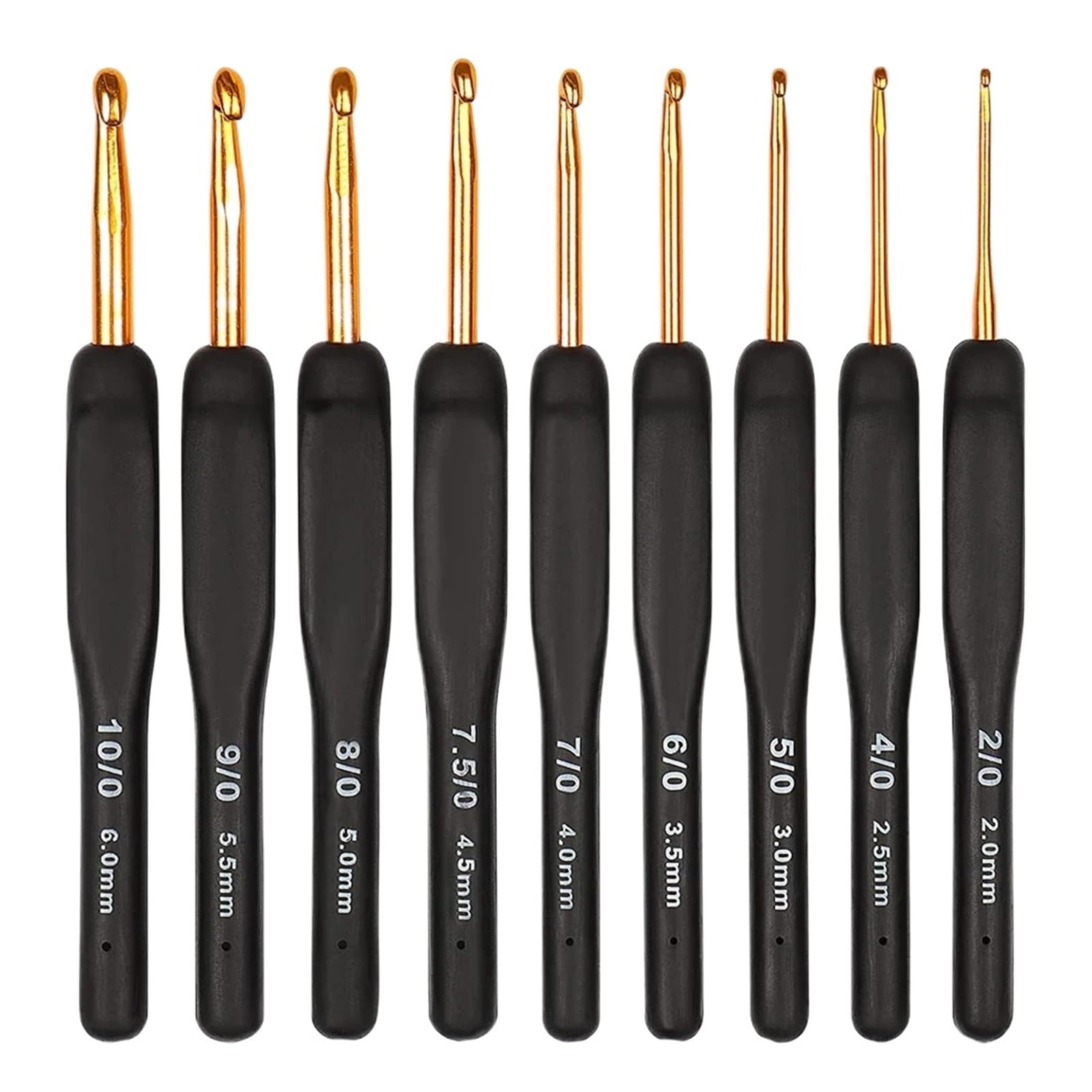 L6NqIAG Crochet Kit 9Pcs Black Crochet Hooks Needles 2.0-6.0mm Hook Set Ergonomic Soft Grips Knitting for Knitter