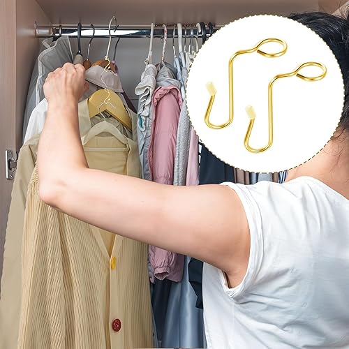 Miniatura 8 de 40 ganchos para colgar la ropa, de metal dorado, duraderos, de acero inoxidable, para colgar en cascada, diferentes perchas de tela, ahorran espacio