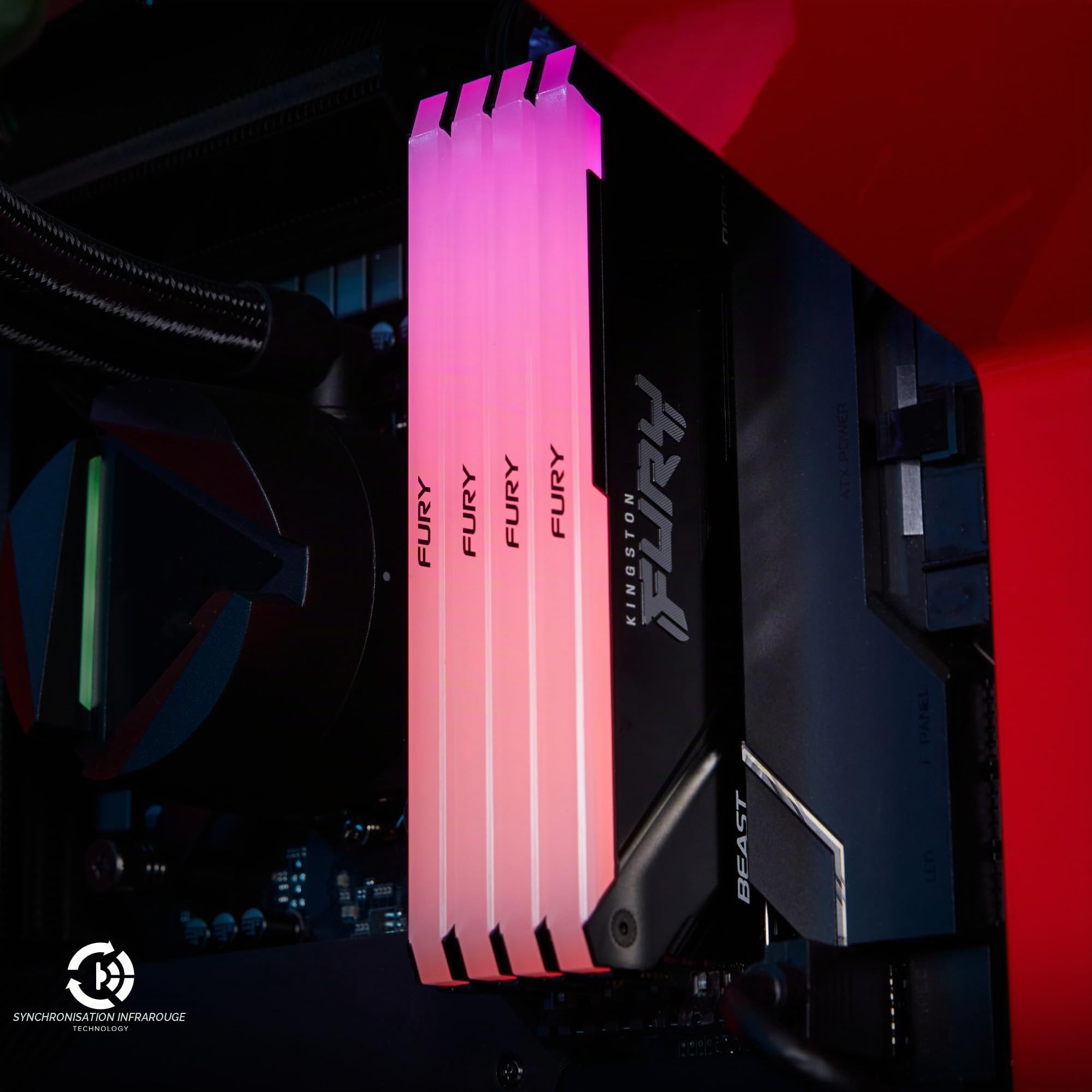 Kingston FURY Beast RGB 16GB 3600MT/s DDR4 CL17 DIMM (Kit of 2) Computer Memory KF436C17BB2AK2/16