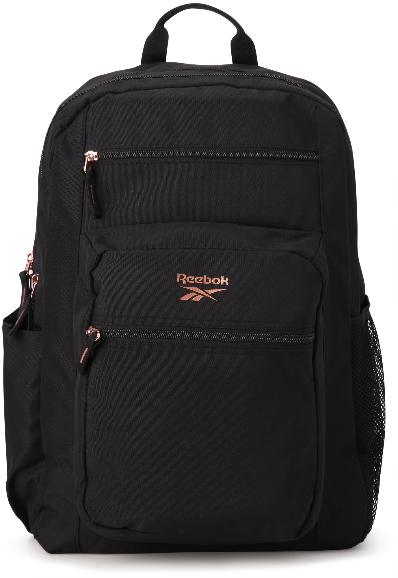 Reebok Element Backpack - Multipurpose Lightweight Carry On Everyday Bag for School Gym and Travel Backpack for Men & Women, Jaylen Black/Rose Gold