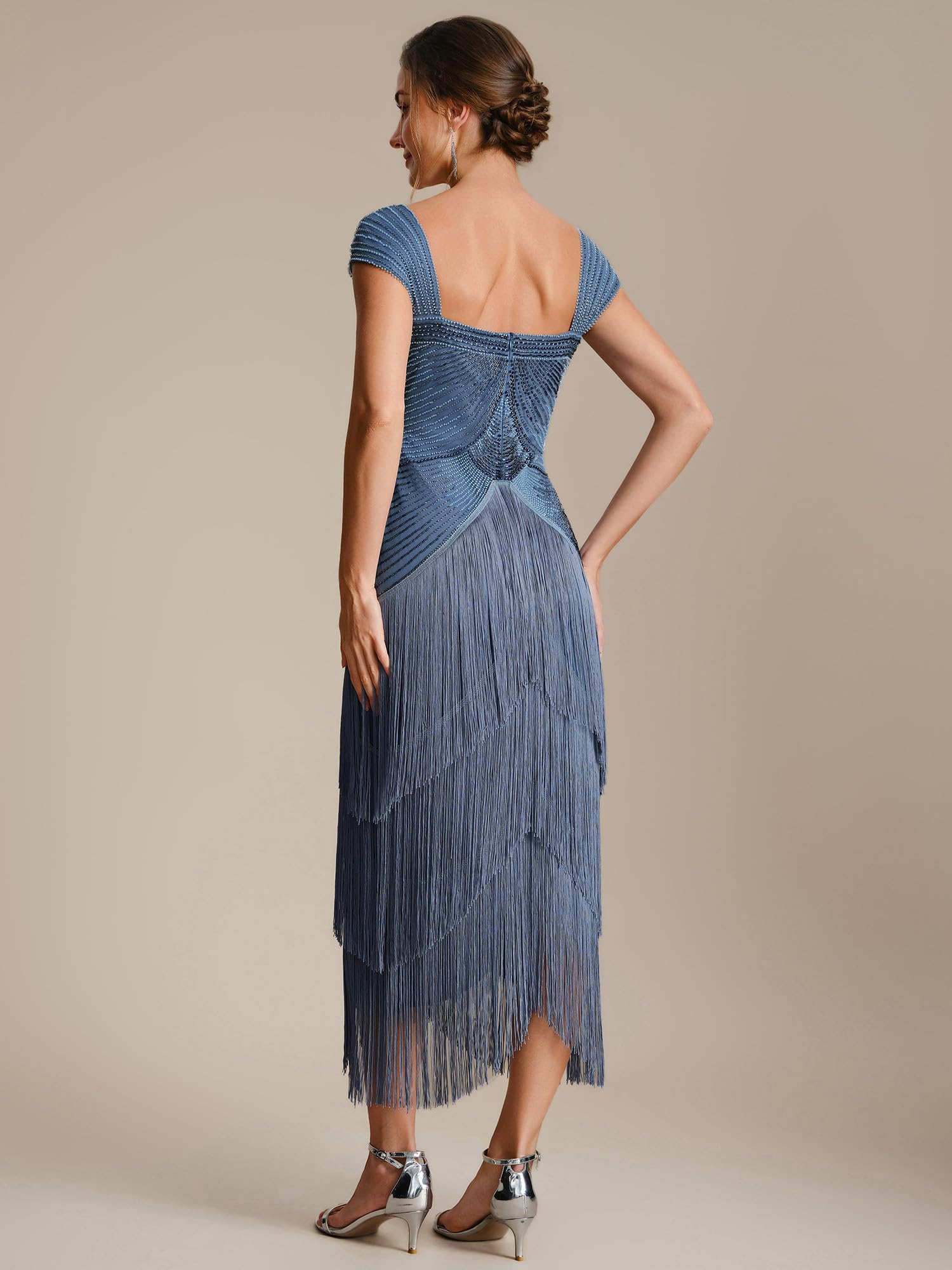 Ever-Pretty 1920s Kleid Jahre Charleston Pailletten Fransen Flapper Gatsby 20's Cocktailkleid EG02683