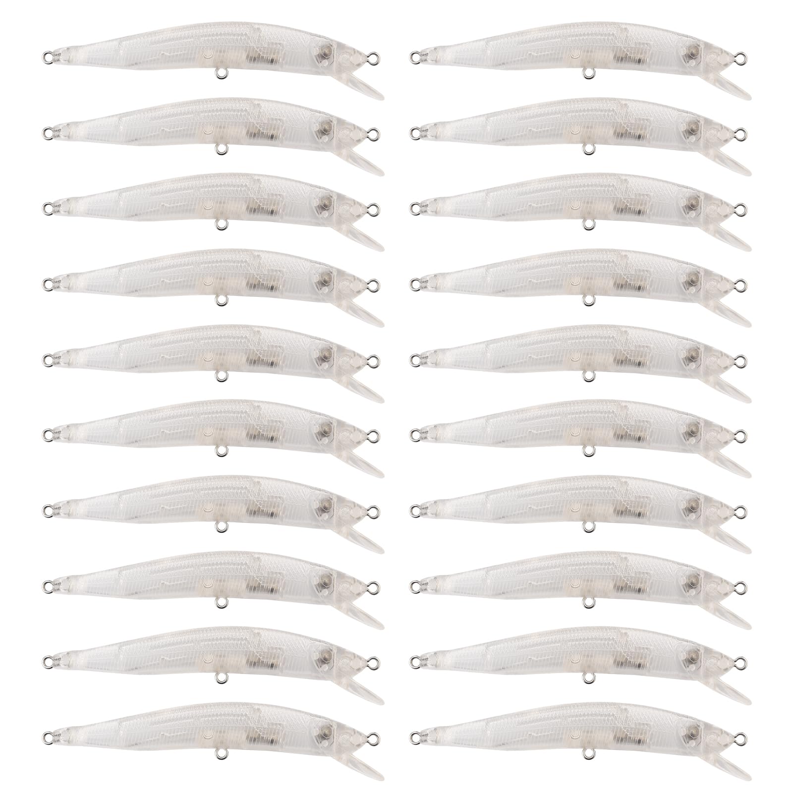 OriGlam 20pcs Blank Unpainted Minnow Crankbait, DIY Fishing Lures, Unpainted Blank Lure Minnow for Bass Salmon Trout