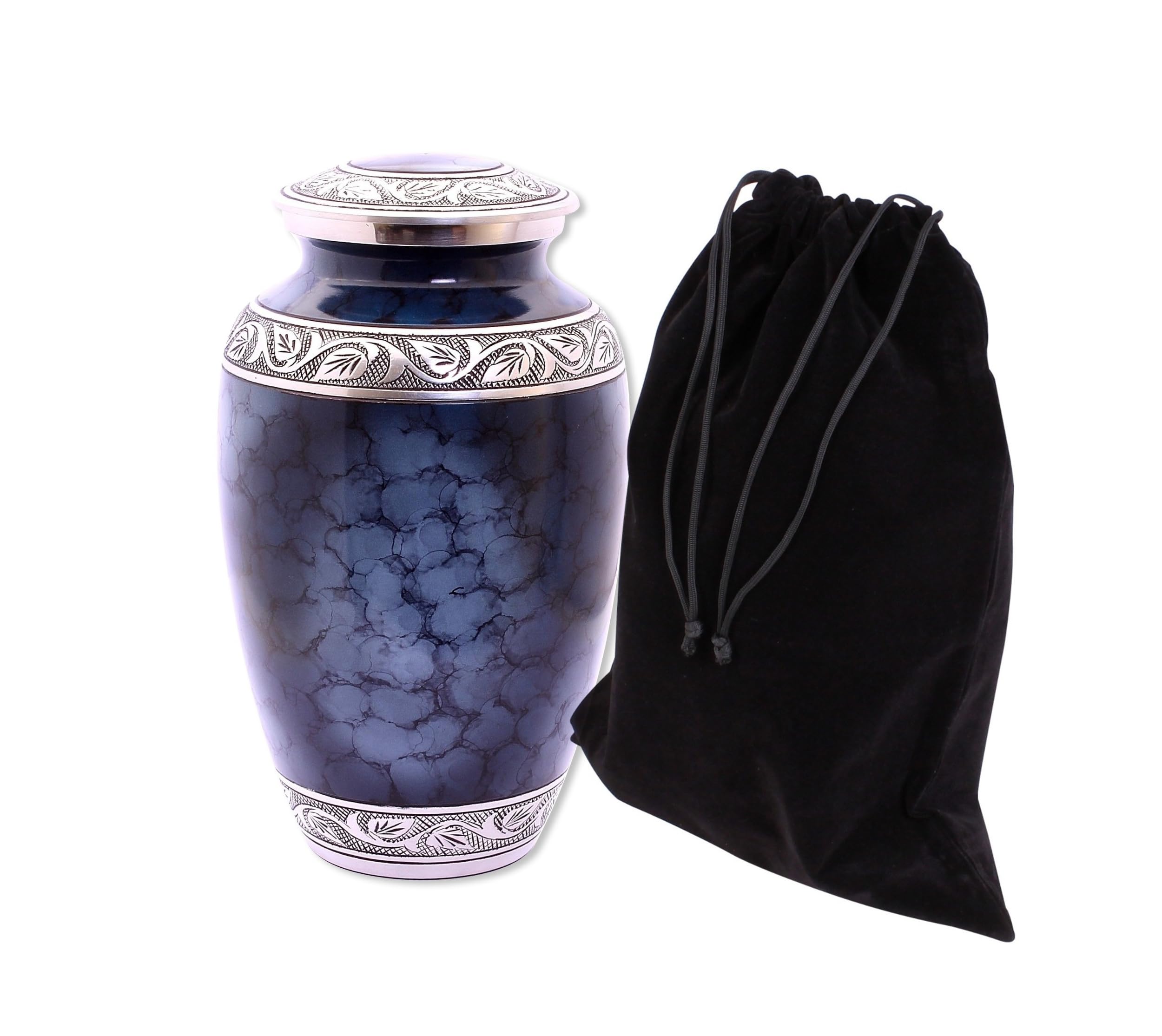 Aluminium Cremation Urn for Human Ashes – Adult Large Size Funeral Memorial Keepsake – Secure and Dignified Resting Place Holds Approx. 90kg or 14 Stone Body Ashes (Blue Cloud) — image 1