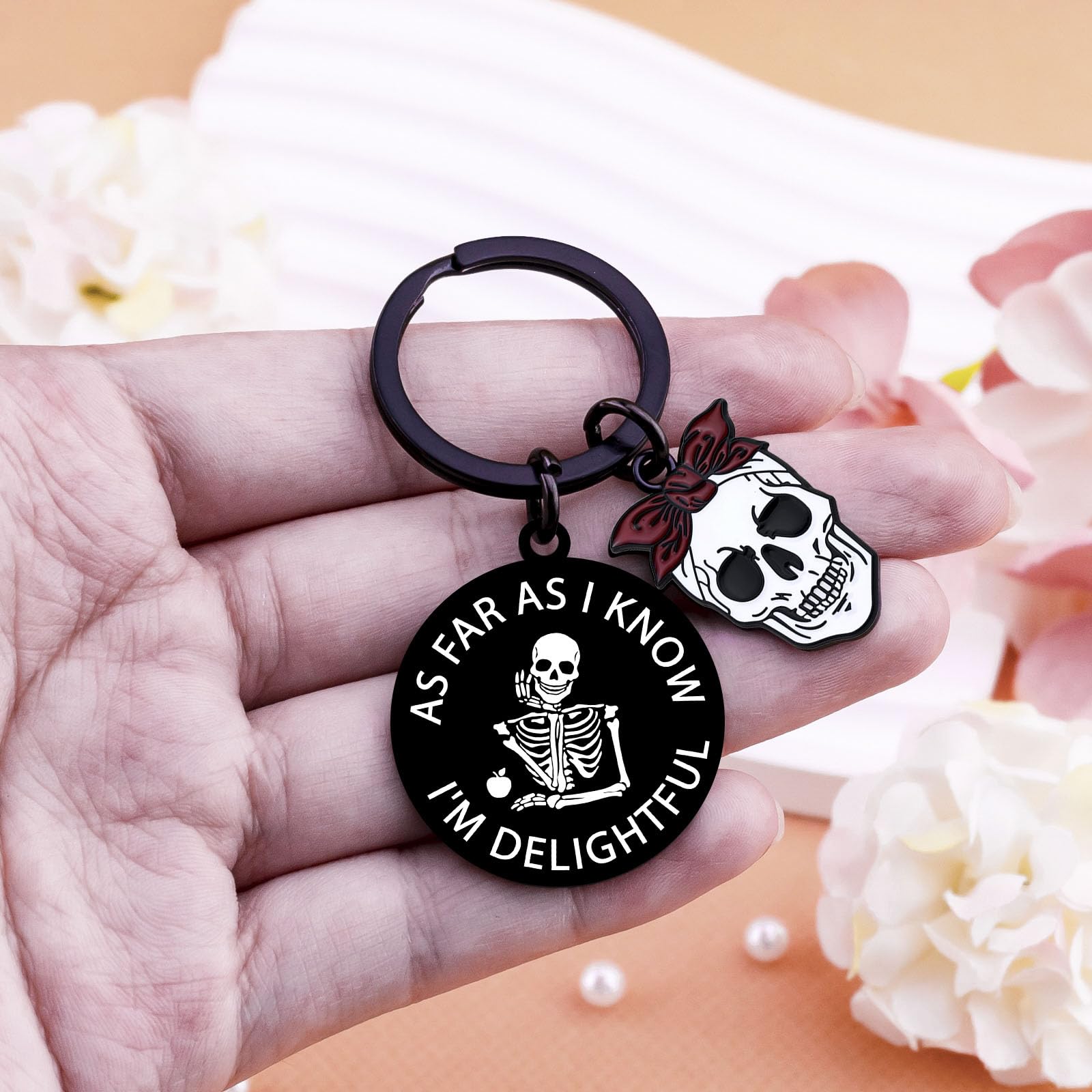 Goth Gifts for Women Gothic Keychain Skull Keychain for Teens Witchy Gifts for Women Skeleton Keychains Spooky Basket Stuffers Horror Gift for Friend Funny Halloween Keychains