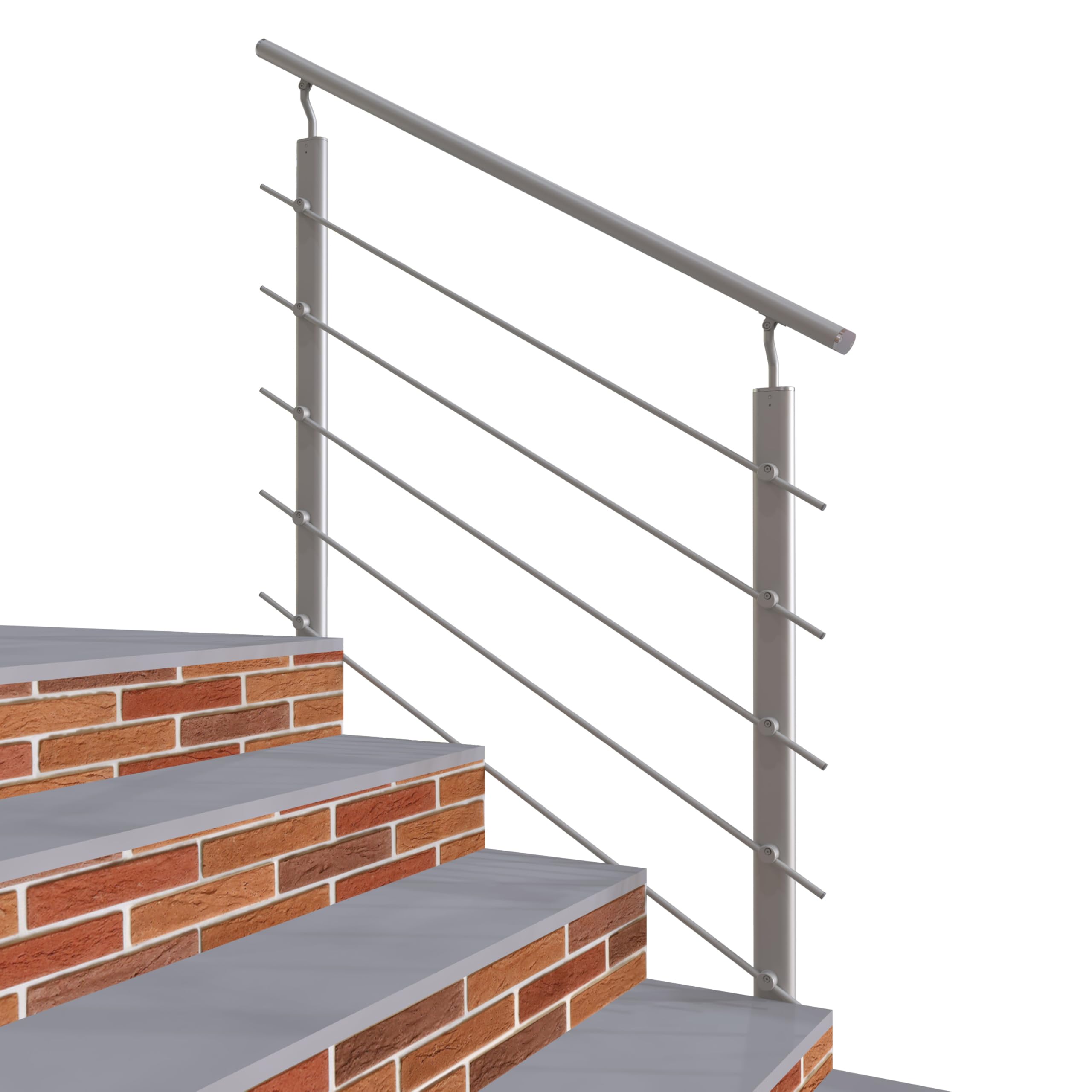 Rampe d'escalier pose latérale en aluminium 100cm balustrade argent intérieur extérieur