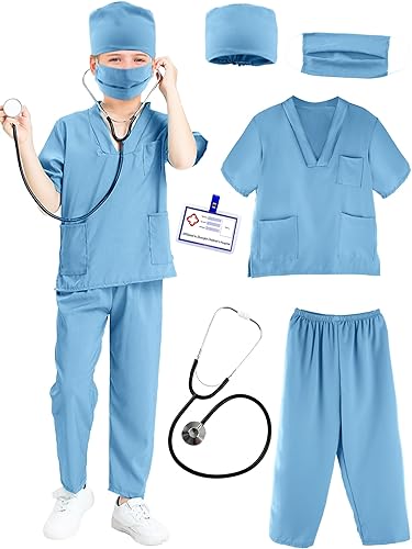 Conjunto de disfraz de médico para niños, uniforme quirúrgico para niños y niñas, disfraz de Halloween, cosplay