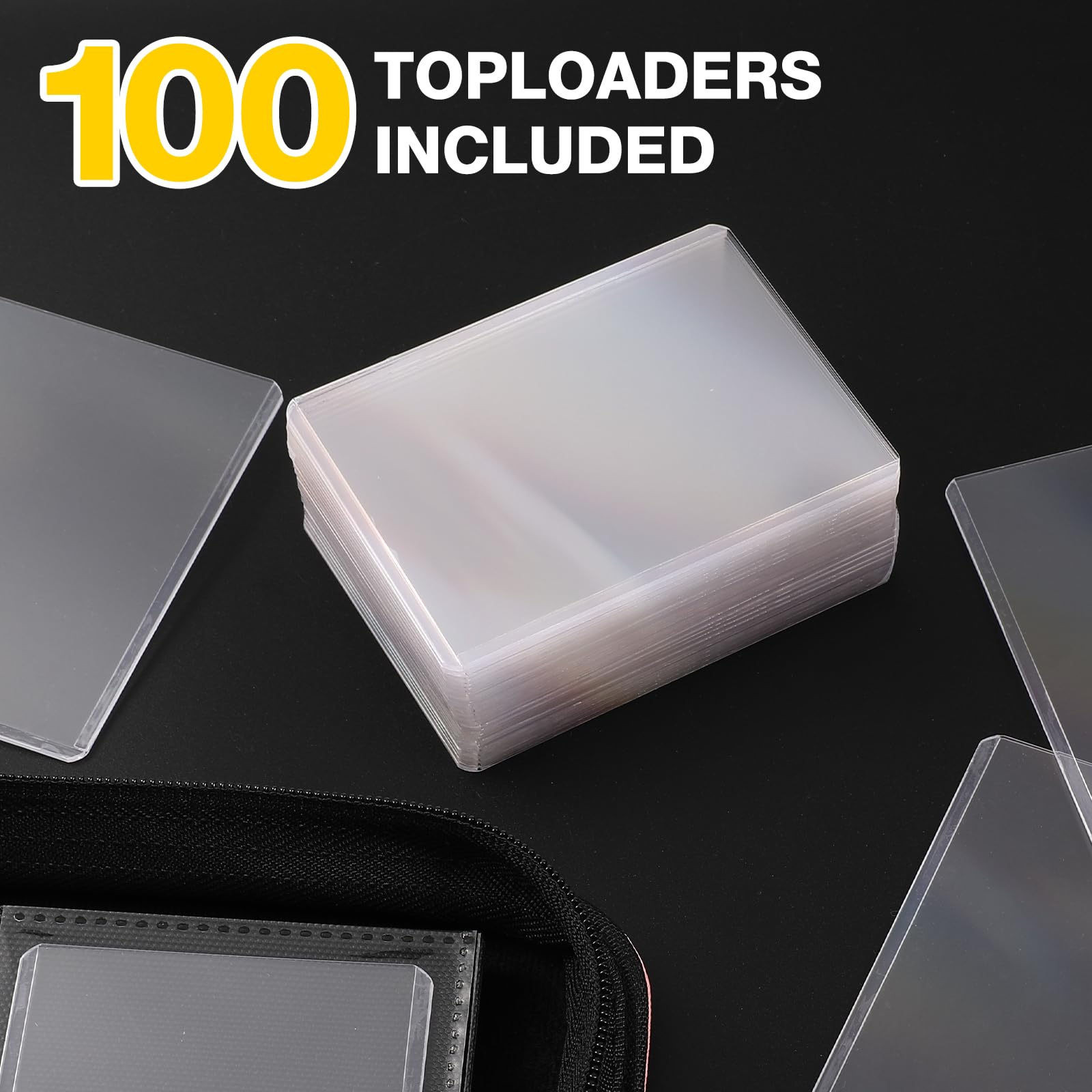 Toploader Álbum de tarjetas coleccionables para 160 cargadores superiores, 108 cargadores superiores incluidos, cubierta de poliuretano premium, carpeta de tarjetas para carga superior rígida de 3" x
