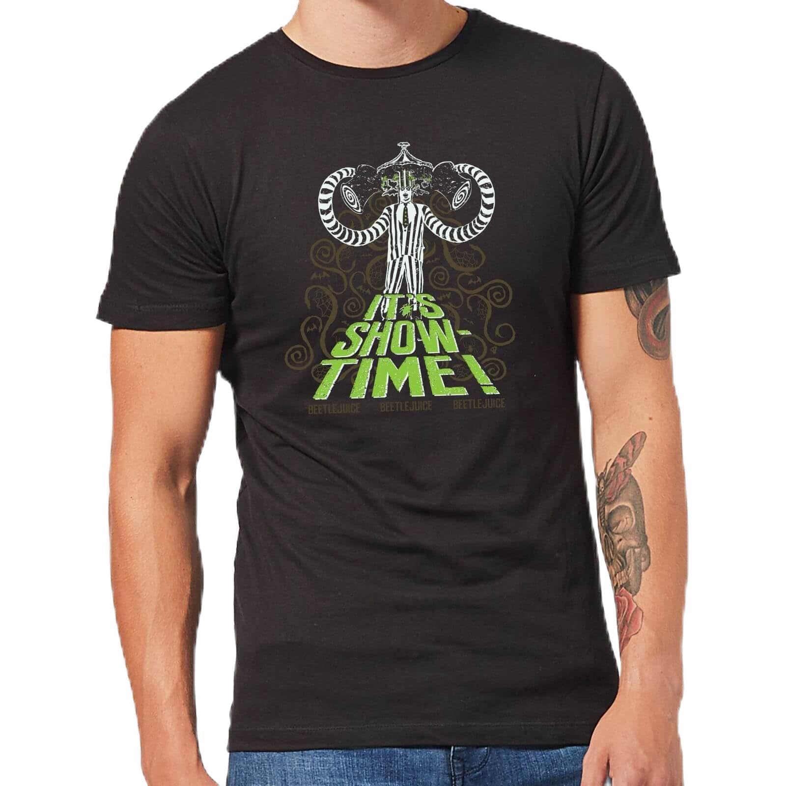 Beetlejuice Unisex Black It's Show-Time T-Shirt - | Size: Large