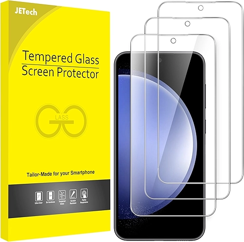 JETech Película de Vidro Temperado para Samsung Galaxy S23 FE 6,4 Polegadas, Compatível com Impressão Digital, Protetor de Tela, HD Transparente, Pacote com 3