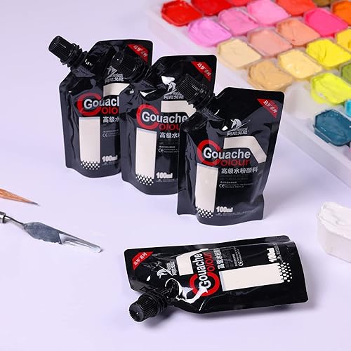 Miniatura 7 de Gouache - Pintura de gouache, color blanco, 3.4 fl oz, no tóxico, para lienzo y papel, pintura de acuarela opaca Gouache, suministros de arte