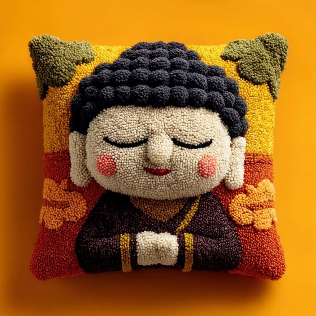 AxiangziK DIY Latch Hook Pillow Kit,Buddha Statue