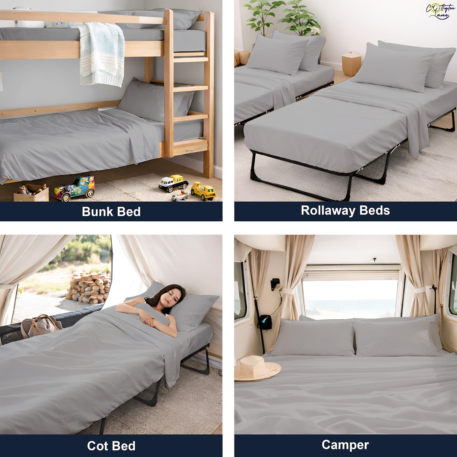 Ardenia Bedding - Juego de sábanas para Cuna (4 Piezas, 400 TC)