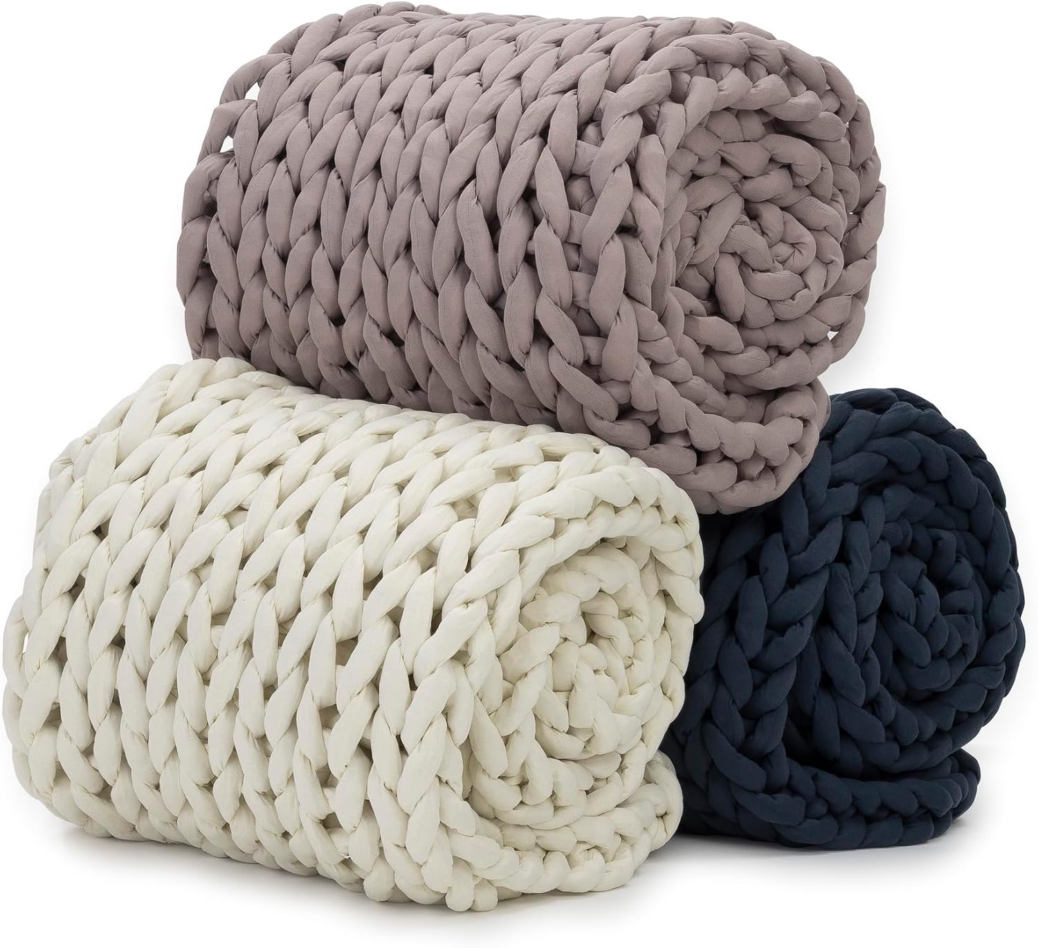 Nuzzie Chunky Knit Weighted Blanket - Breathable, Cooling, Hand Made Knit Throw Blanket for Sleep for Relaxation - Machine Washable, Stylish Design (Taupe, Throw | 12lbs | 44"x60") - Image 12