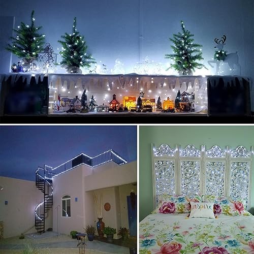 Miniatura 6 de RUICHEN Guirnalda de 500 luces LED de 165 pies, impermeable, regulable, cadena de luces de luciérnaga con control remoto para Navidad, boda, fiesta,