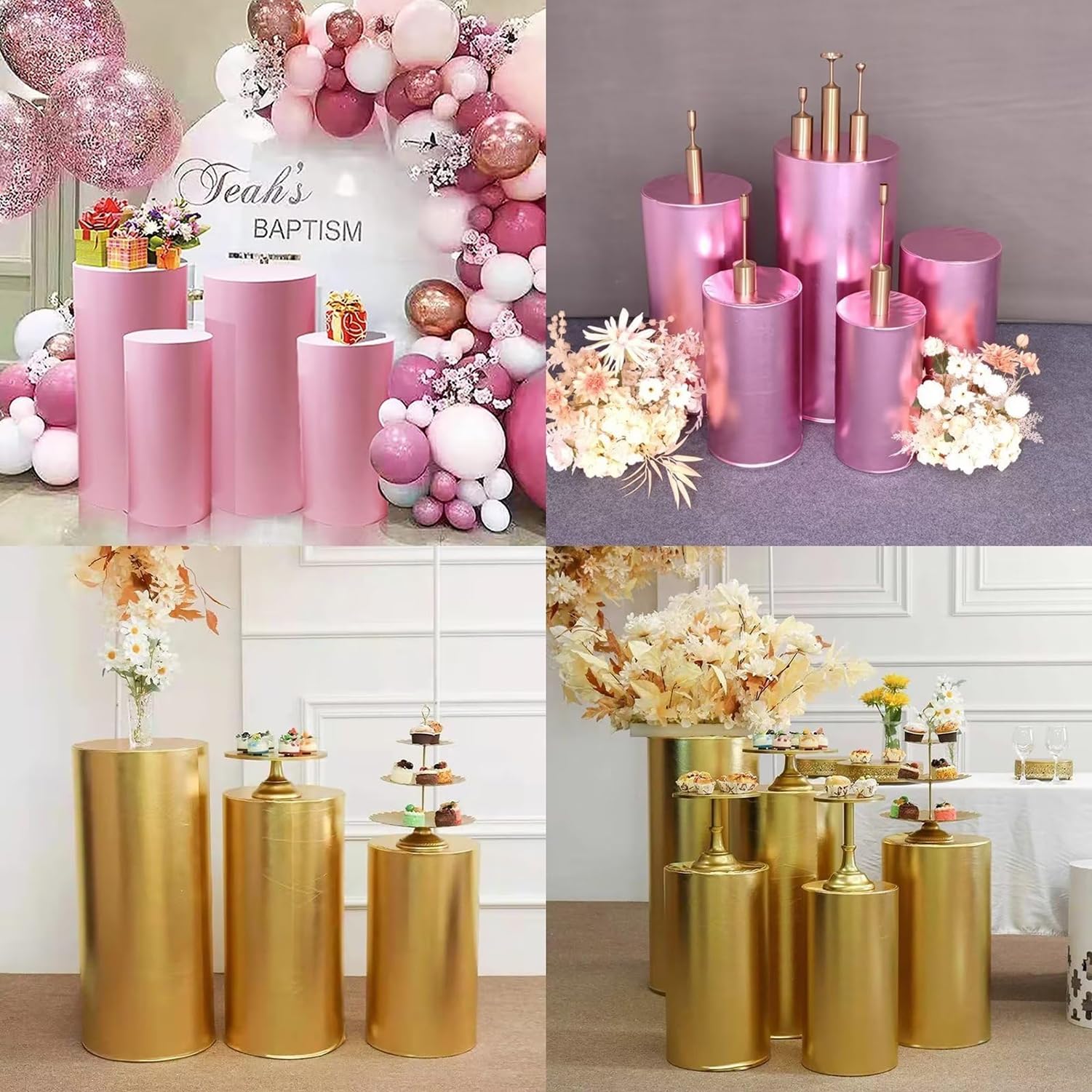 Lot De 5 Housses élastiques Pour Supports à Gâteaux - Nappes De Dessert Pour Mariage Et Fêtes - 5 Tailles (S à XXL) - 6