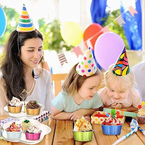 Miniatura 5 de Vasos de aluminio para hornear con tapas, 50 piezas de 5 onzas de papel de aluminio para cupcakes con tapas, vasos desechables de papel de aluminio