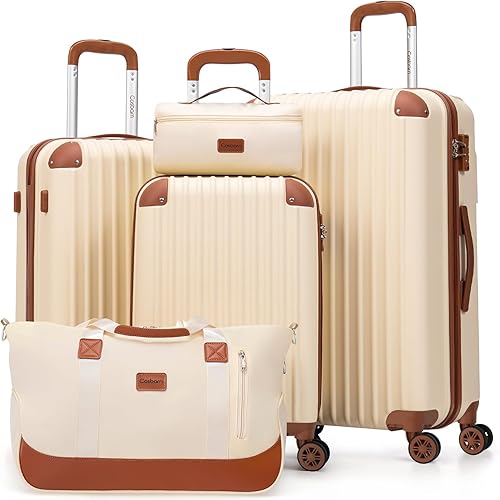 Luggage Sets 5 Piece Suitcases with Wheels, Suitcase Set ABS Hard Case Luggage with TSA Lock Spinner Wheels Durable Travel Luggage