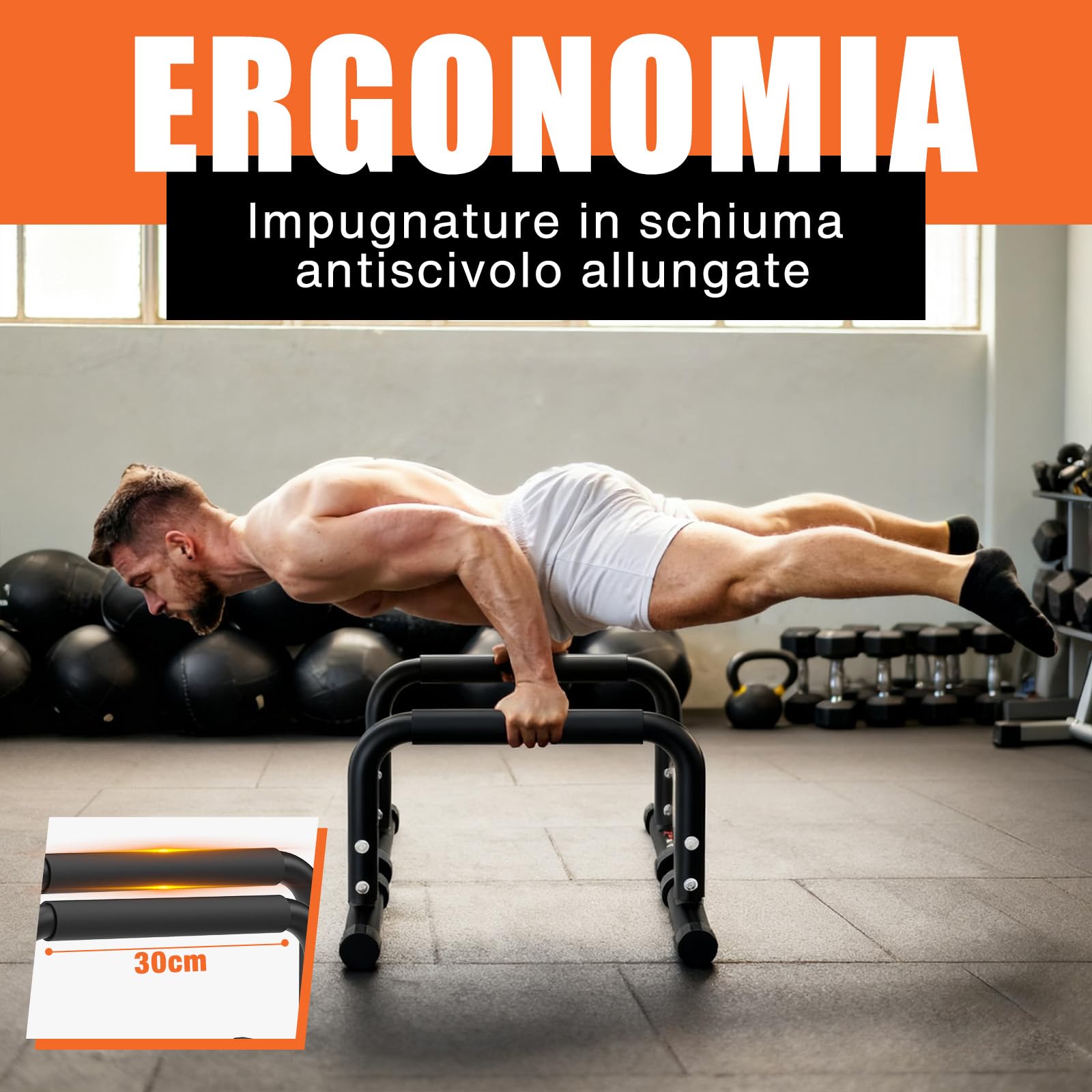 DH FitLife Parallele Calisthenics Regolabili (30-35cm) | Maniglie per Flessioni & Parallettes a 2 Altezze | Push Up Bars fino a 200 kg | Dip Parallele per Allenamento & Sport | Uso Interno & Esterno