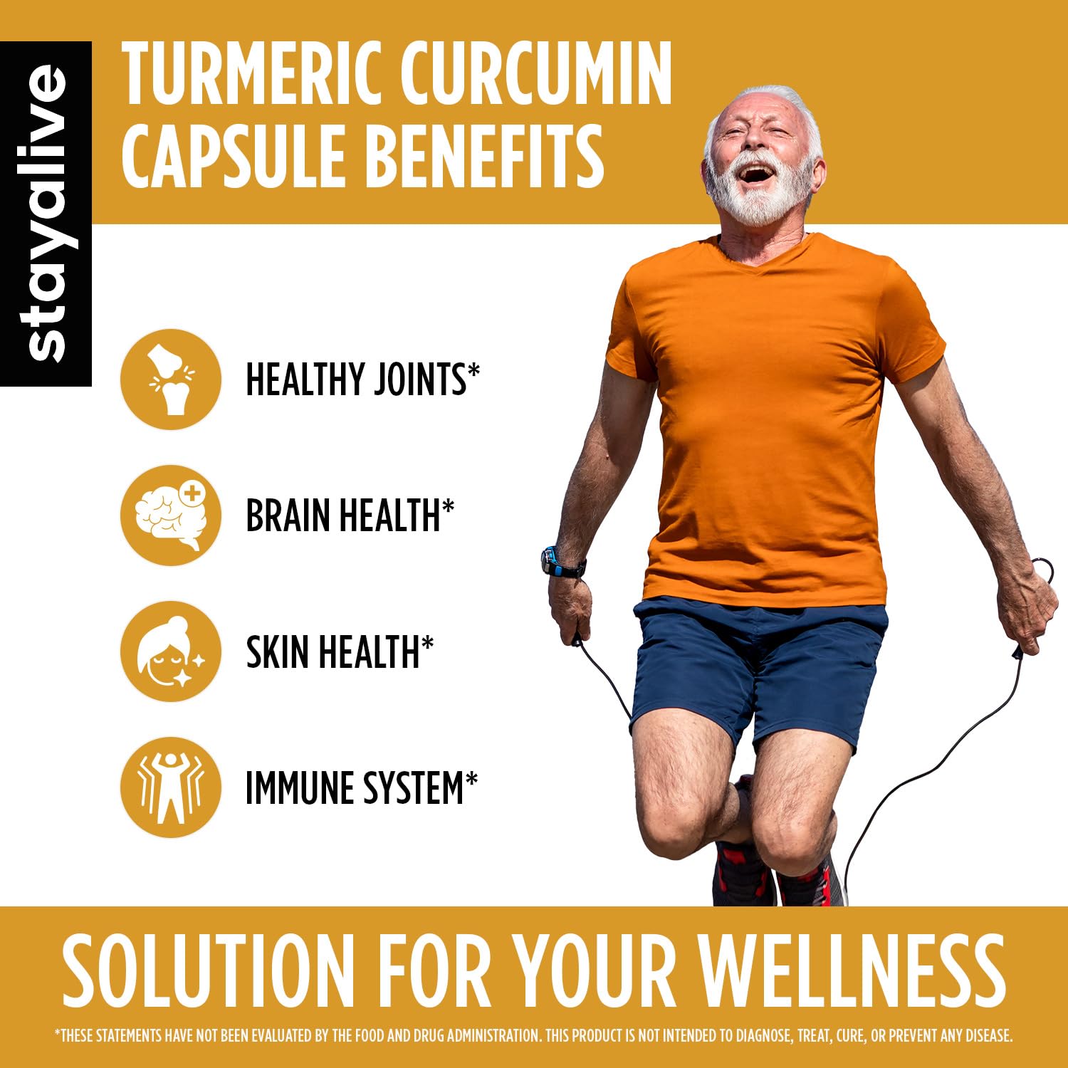 STAY ALIVE Turmeric Curcumin Capsules | 95% Curcuminoids with Black Pepper & Ginger Root Extract | Supports Joint Health, Immune Health & Antioxidant Support | Non-GMO & Gluten-Free | 120 Capsules 1