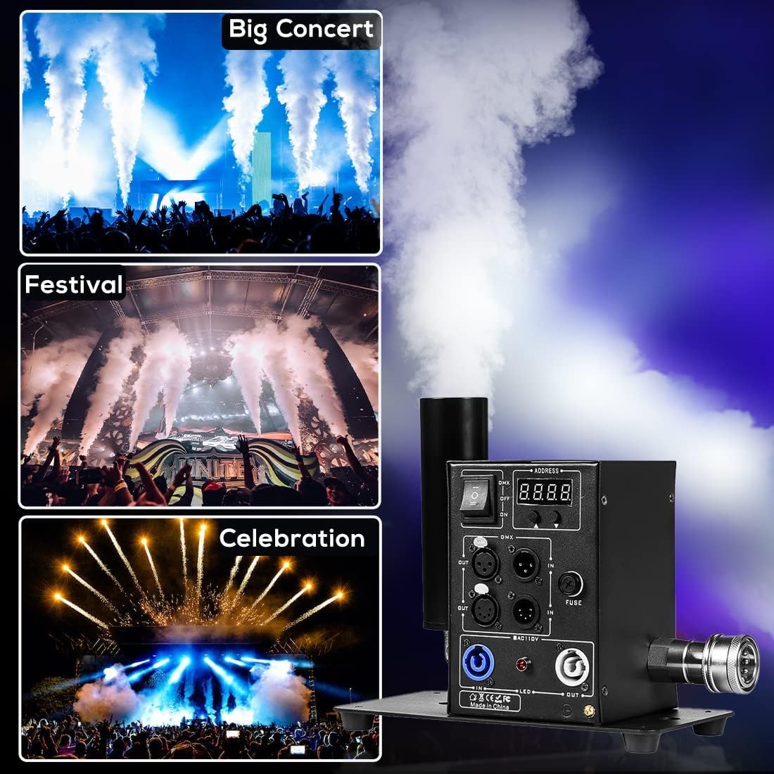 Professional CO2 Jet Cannon | High-Pressure Blast Effect up to 10m | DMX Control with LCD for Nightclub, Stage, DJ Show(LCD)