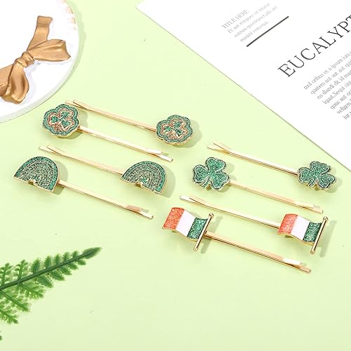 Miniatura 2 de 812 pinzas para el cabello del día de San Patricio para mujer, sombrero de trébol con purpurina, horquillas de hoja de la suerte, accesorios para el