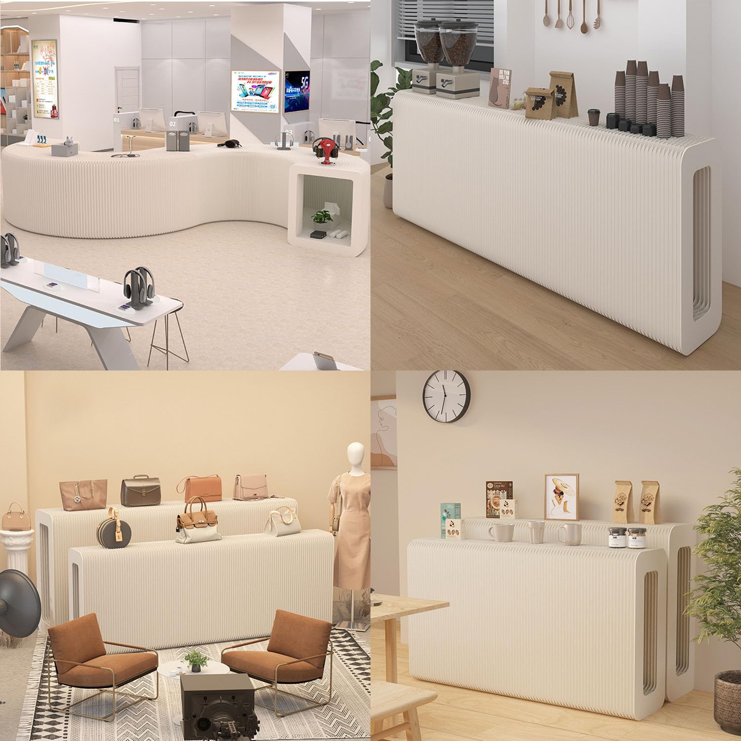 Verkaufstisch, Faltbarer Papierständer, Sideboard-Schrank, Kleiner Kassentresen, Faltbare, einziehbare Papiertrennwand für Geschäfte, Büros, Ausstellungshallen usw. (1–4 Meter),1~2m*78cm*31cm