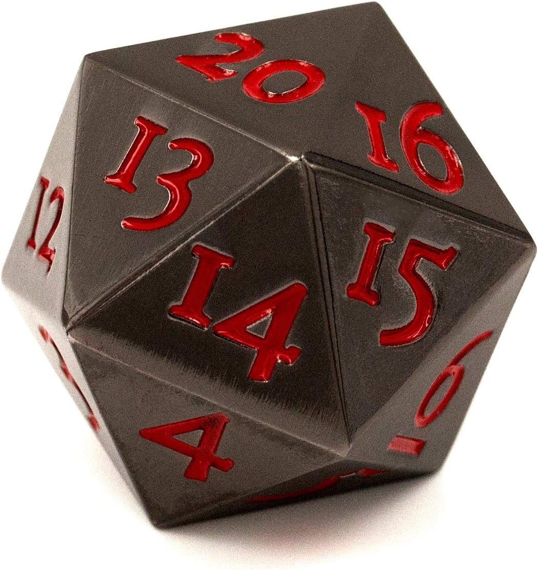 Extra Large Solid Metal D20 Spindown/Countdown Dice Black Life Counter for MTG Magic Commander EDH Extra Heavy