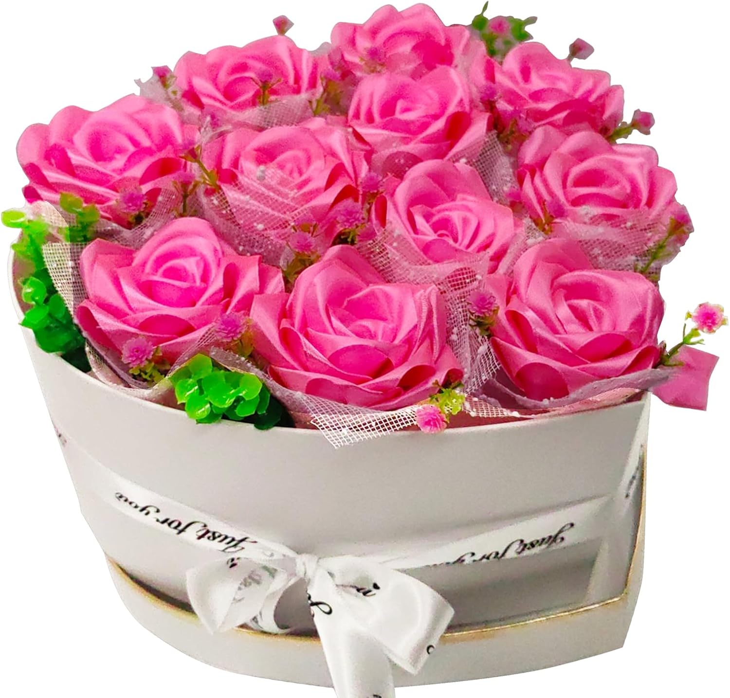 Flower Forever Heart Shape Box - Preserved Roses Gift for Her, Preserved Flowers, (Pearl Pink, 9 Roses)