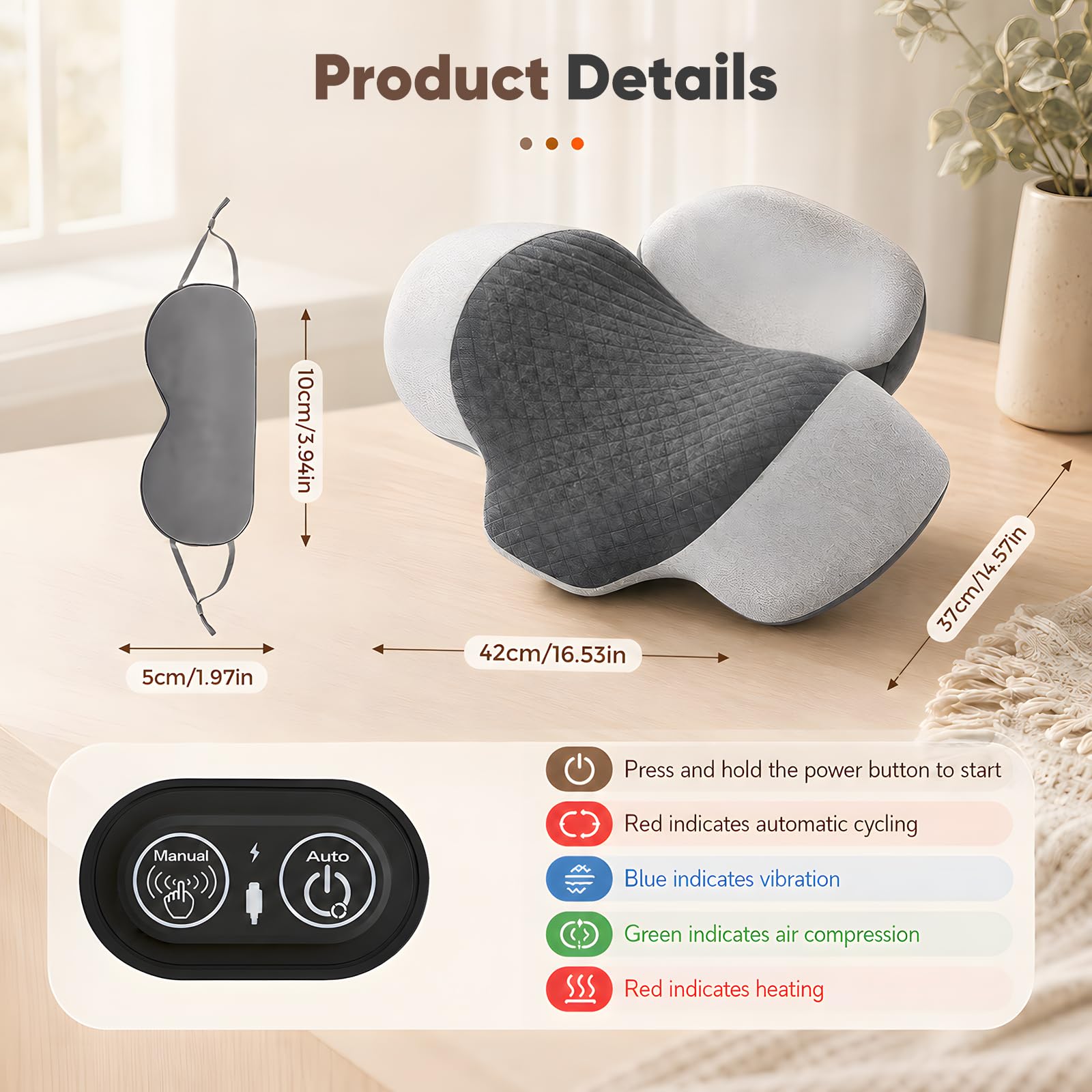 Nackenmassagegerät Elektrisch 3-in-1,Vibration,Wärmeanwendung,Traktion | Nackenschmerzen Lindern,Verspannungen,Tiefenmassage Nacken Lösen,Elektrisch Nackenmassagekissen für Büro,Bildschirmarbeit