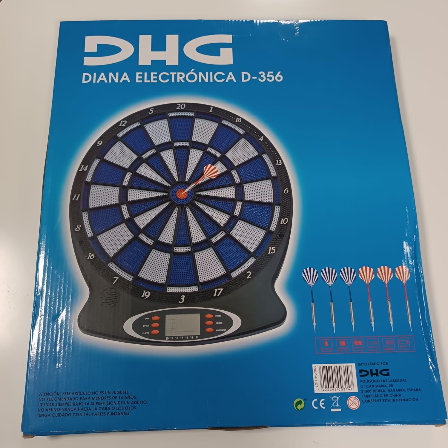 Diana Electronica Digital. Incluye 6 Dardos para 8 Jugadores y Puede Grabar hasta 18 Juegos. Marcador de Pantalla LED y Efectos de Sonido | DHG