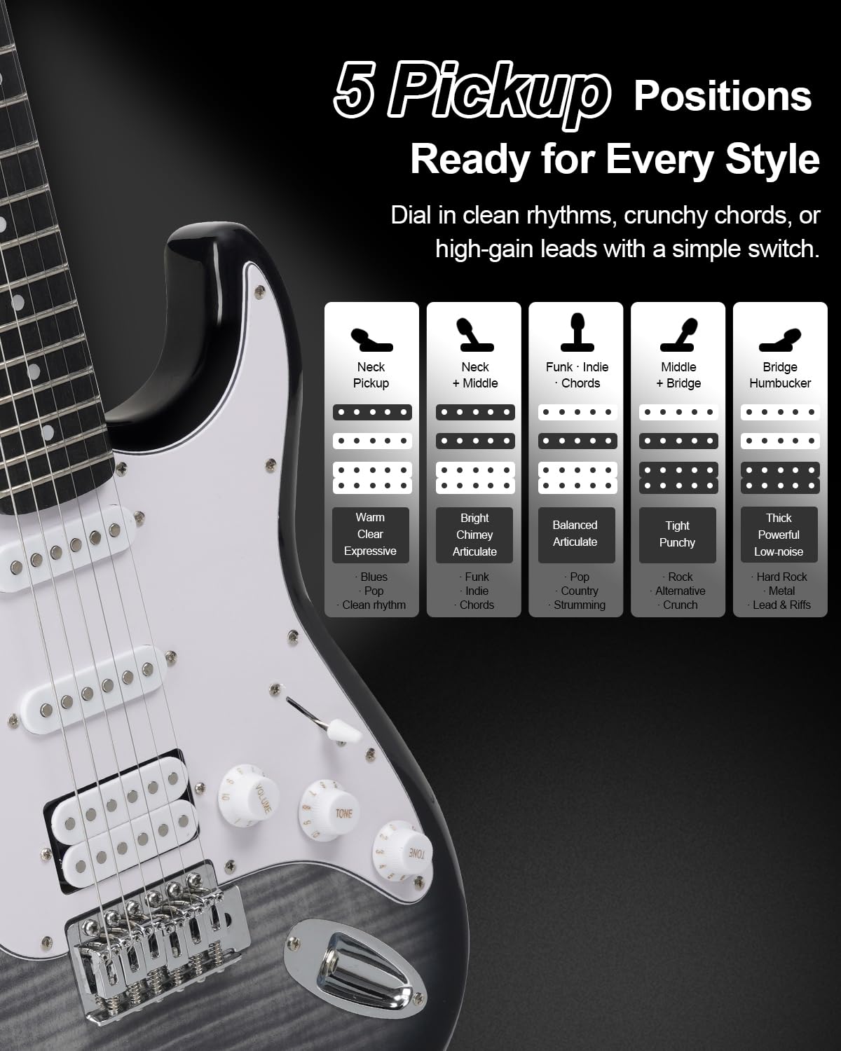 Amazon | Umelody エレキギター初心者セット STタイプ HSS 5WAY フル