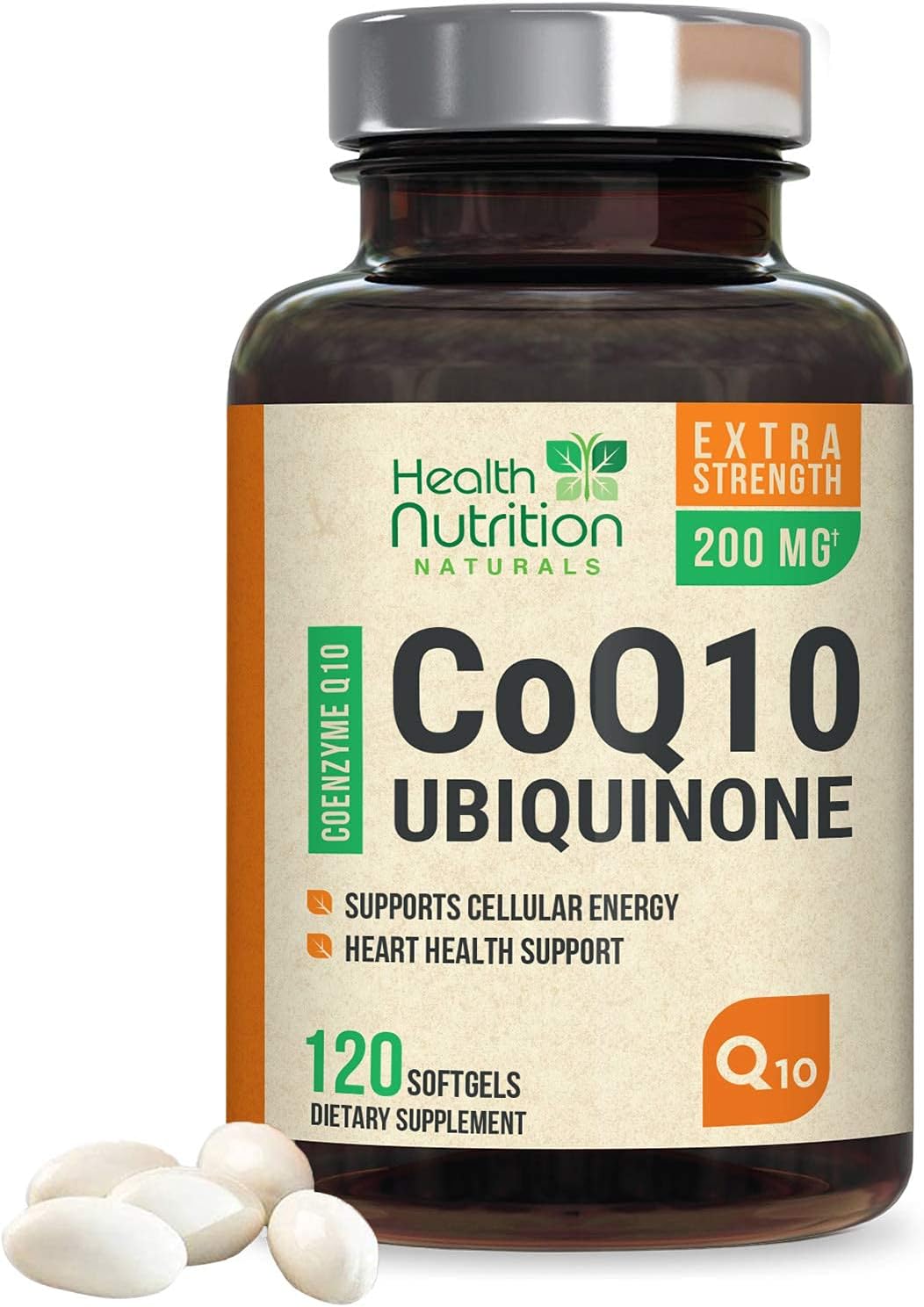 CoQ10 High Absorption Coenzyme Q10 200mg - Natural Heart Support and Energy Production Support - Made in USA - Premium Ubiquinone Supplement for Men and Women, Non-GMO - 60 Softgels