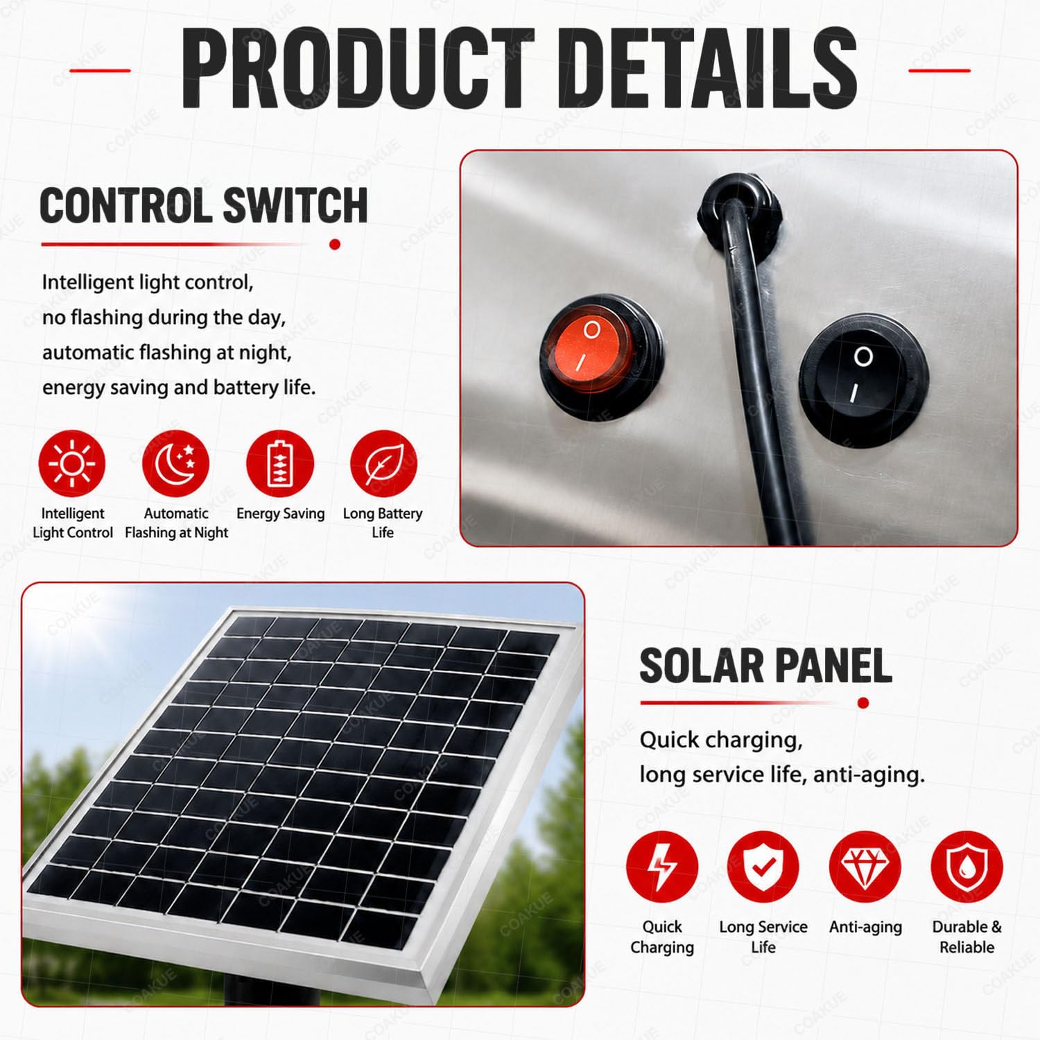 Señal LED Intermitente de «Prohibido EL Paso» alimentada por energía Solar 30in-1piece | Aluminio resistente a la oxidación, 8 LED brillantes y resistencia al agua IP65 para una visibilidad mejorada