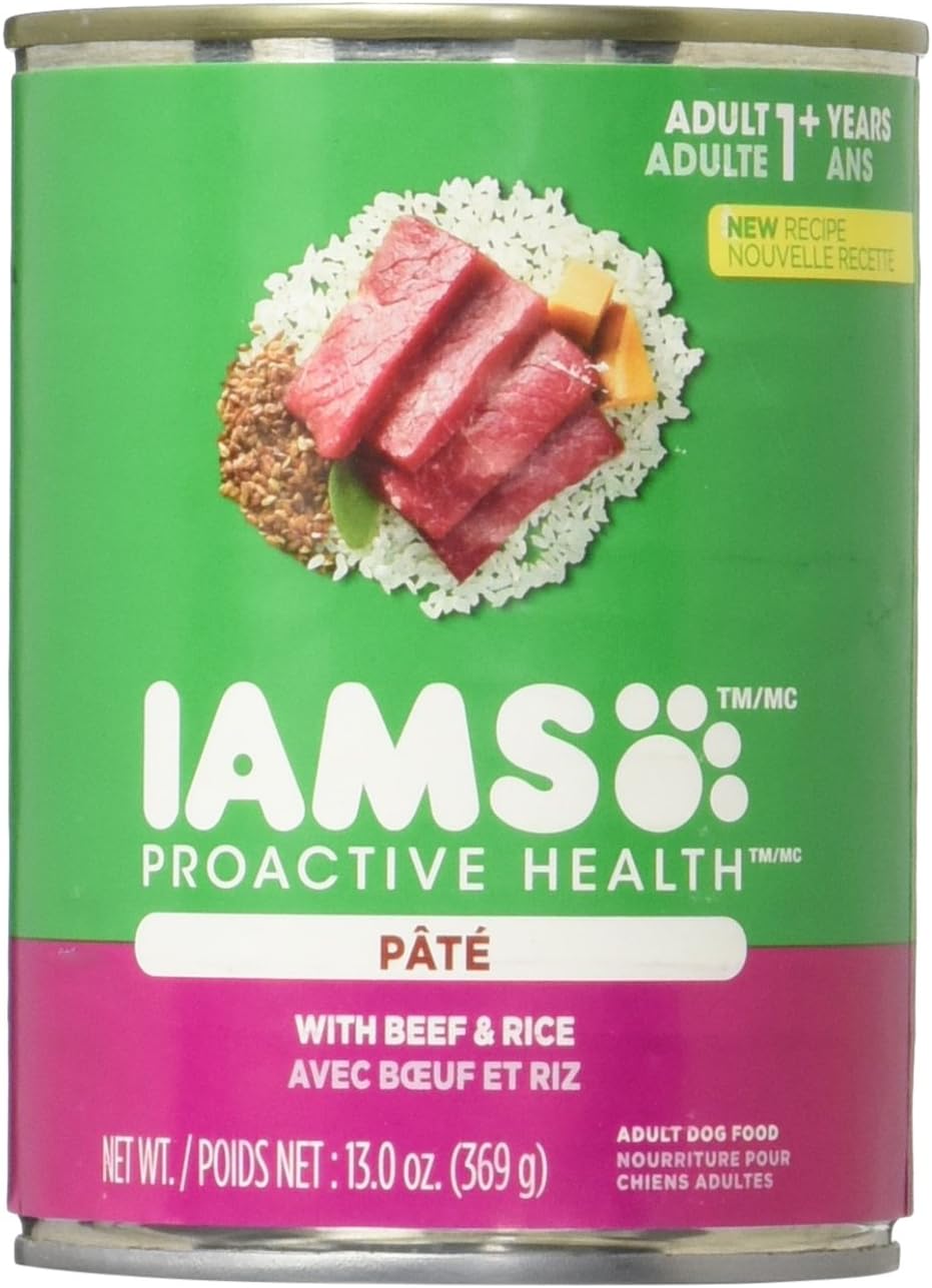DISCONTINUED: IAMS PROACTIVE HEALTH Adult Multipack With Beef and Rice Pate Wet Dog Food 13.0 Ounces (Pack of 6)