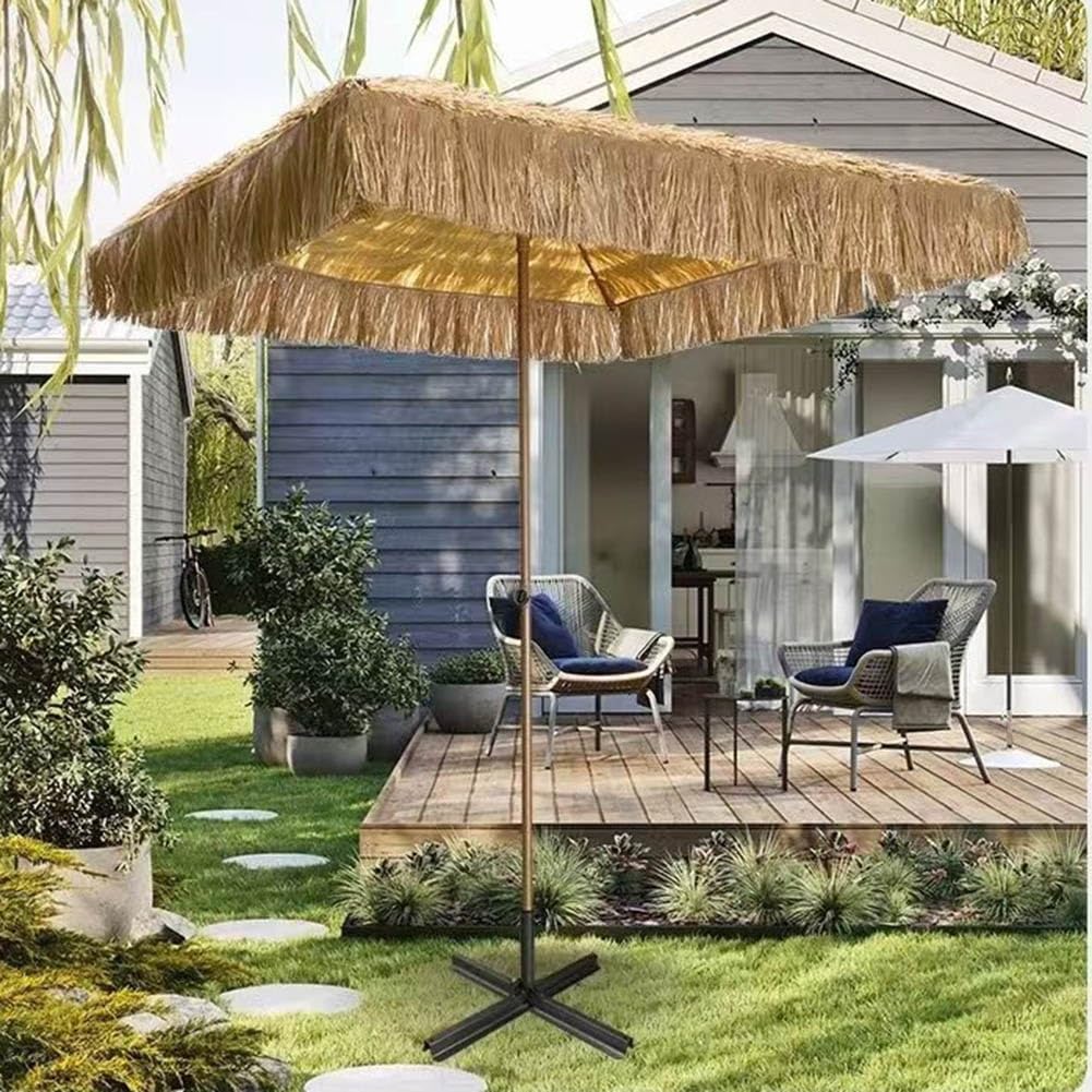 Square Thatched Tiki Patio Umbrella, Foldable Hawaiian Beach Parasol UV Protection for Garden, Deck, Backyard, Pool(180cm/6ft) : Patio, Lawn & Garden