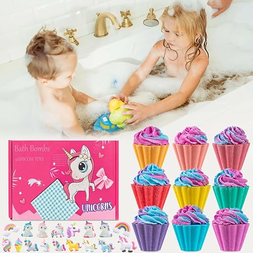 Miniatura 6 de Bombas de baño para niños con unicornio sorpresa en el interior, juego de regalo de 20 bombas de baño para niños, bomba de baño de burbujas hecha a