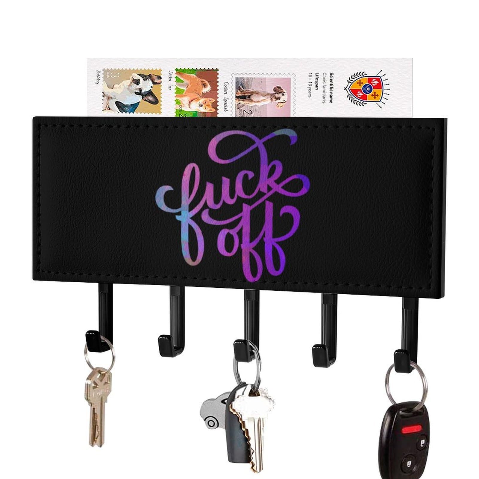 NCLQVJXZKHW Fuck-Off Key Holder with 5 Hooks Key Hooks Wall Mounted Key Racks Key Hanger Organiser Shelf