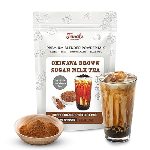 Fanale Té en polvo con leche de azúcar morena Okinawa prémium  Polvo saborizante de té de burbujas, perfecto para hornear, batidos y bebidas, 2.2
