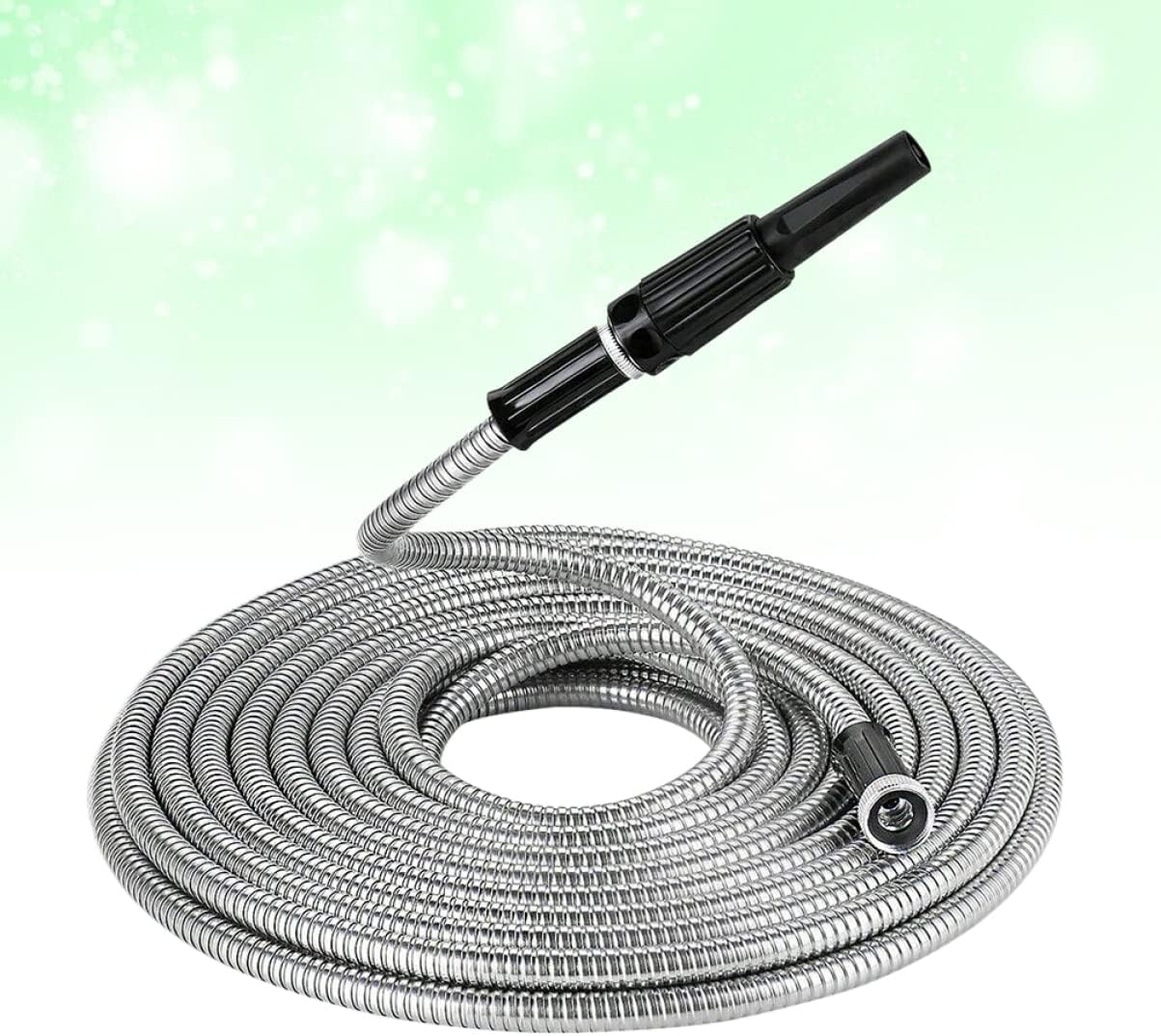 Kisangel Stainless Steel Telescopic Garden Hose Heavy Duty Puncture Flexible Design with Spray Nozzle for Home Lawn and Garden Watering Needs