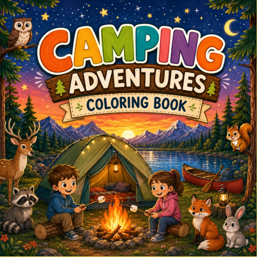 Camping Adventures Coloring Book: Explore, Imagine & Color the Great Outdoors in 30 Scenes