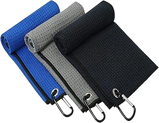 Pack of 3 Microfiber Golf Towel, Strong Absorbent Quality with Orange Petal Technology, Golf Towel for Golf Bags for Men, Suitable Size for Golf Cart Bag, Attractive Golf Gift Pack