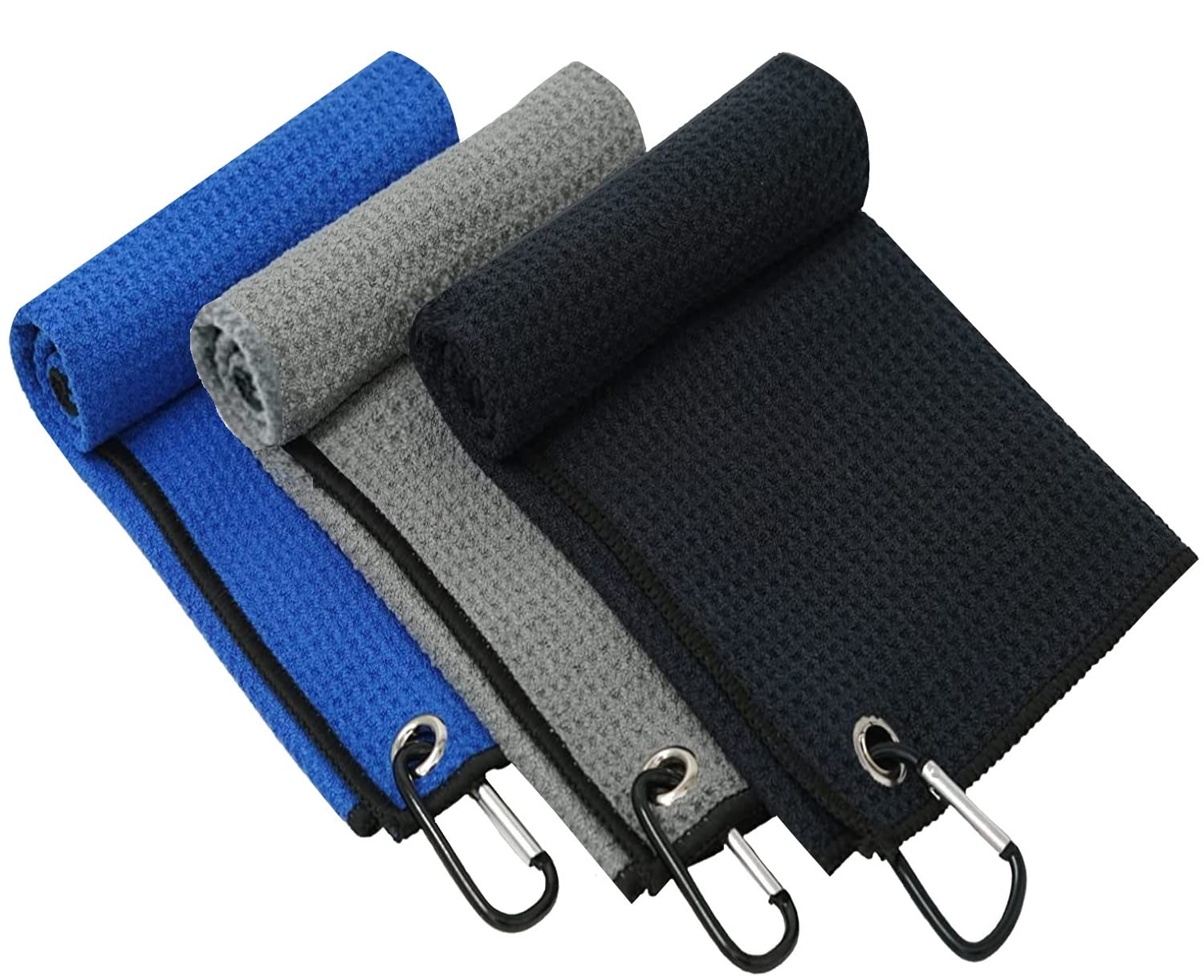 Paquete de 3 toallas de golf de microfibra, fuerte calidad absorbente con tecnología de pétalos de naranja, toalla de golf para bolsas de golf para hombres, tamaño adecuado para bolsa de carrito de