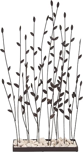 Deco 79 Escultura decorativa floral de metal para decoración del hogar con piedras sueltas, figura decorativa de 14 x 5 x 31 pulgadas, color negro